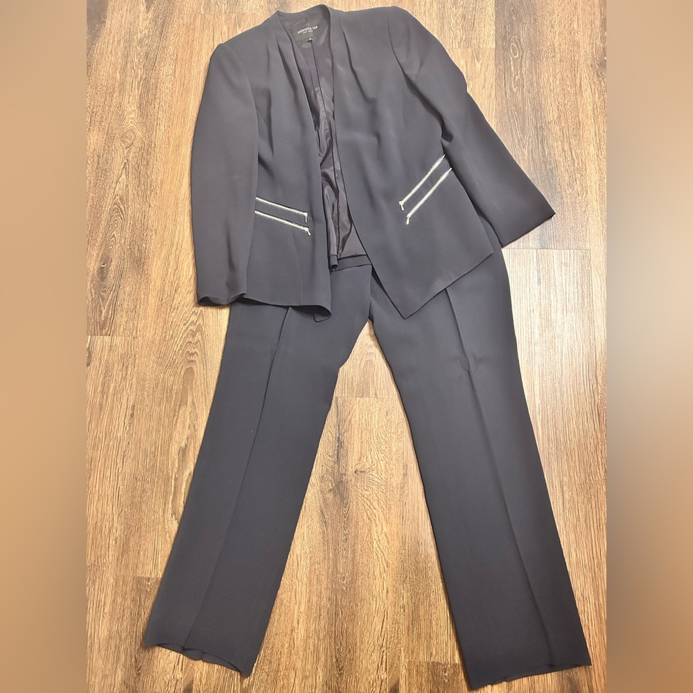 Lafayette 148 Suit Blazer Pant Set Womens 10 Barrow Straight Leg Black Blazer 8
